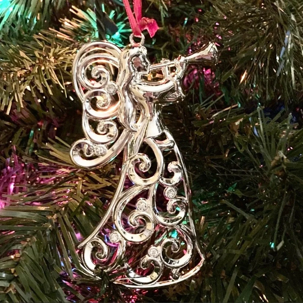 Lenox Angel with Trumpet Horn Silver Plated Christmas Holiday Ornament